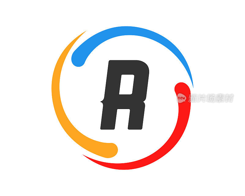 技术标志设计采用R字母概念。R Letter technology logo